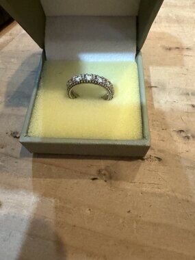 Judith Ripka Sterling Silver Small CZ Accents Ring Band Size 6